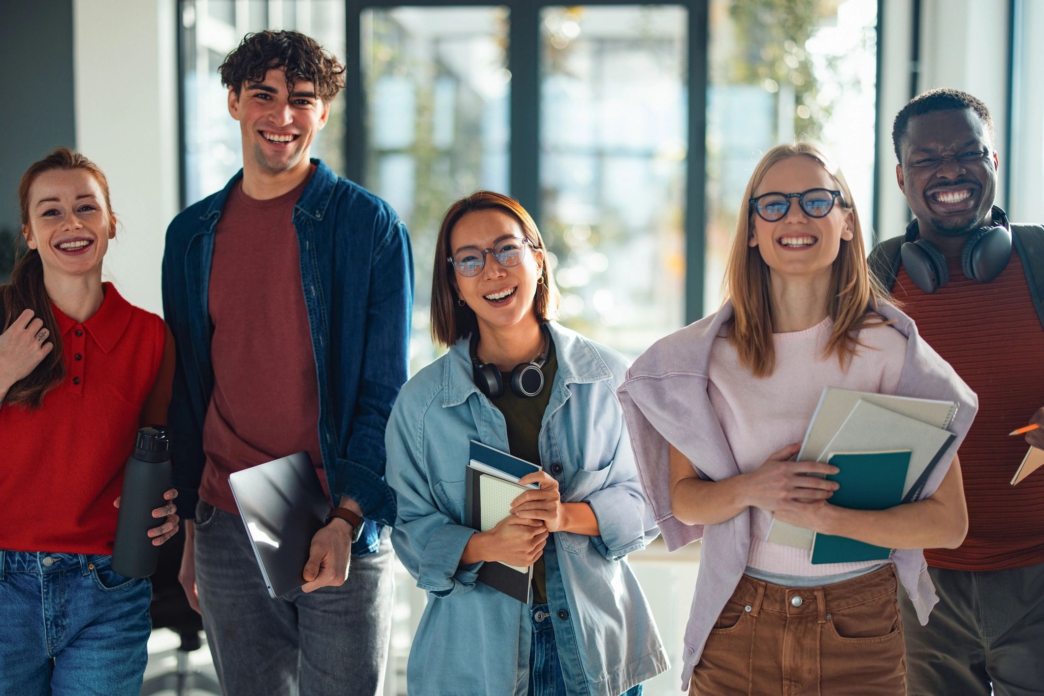 Students collaborating together in a university library